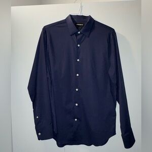 Bonobos Navy Tech Button Down Shirt (Large, Standard fit)